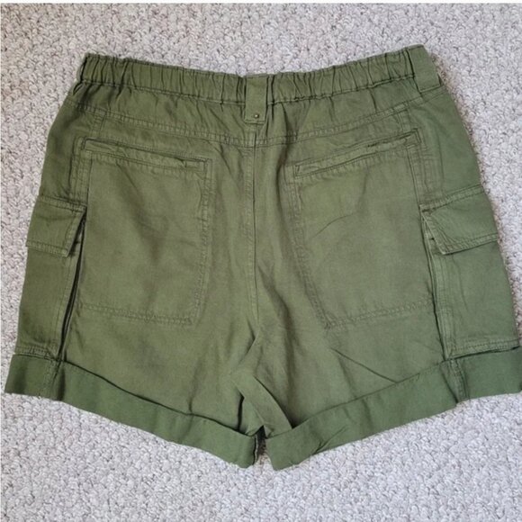 Free People NWT Cargo Army Military Green Shorts Cotton Linen size L - Picture 3 of 5